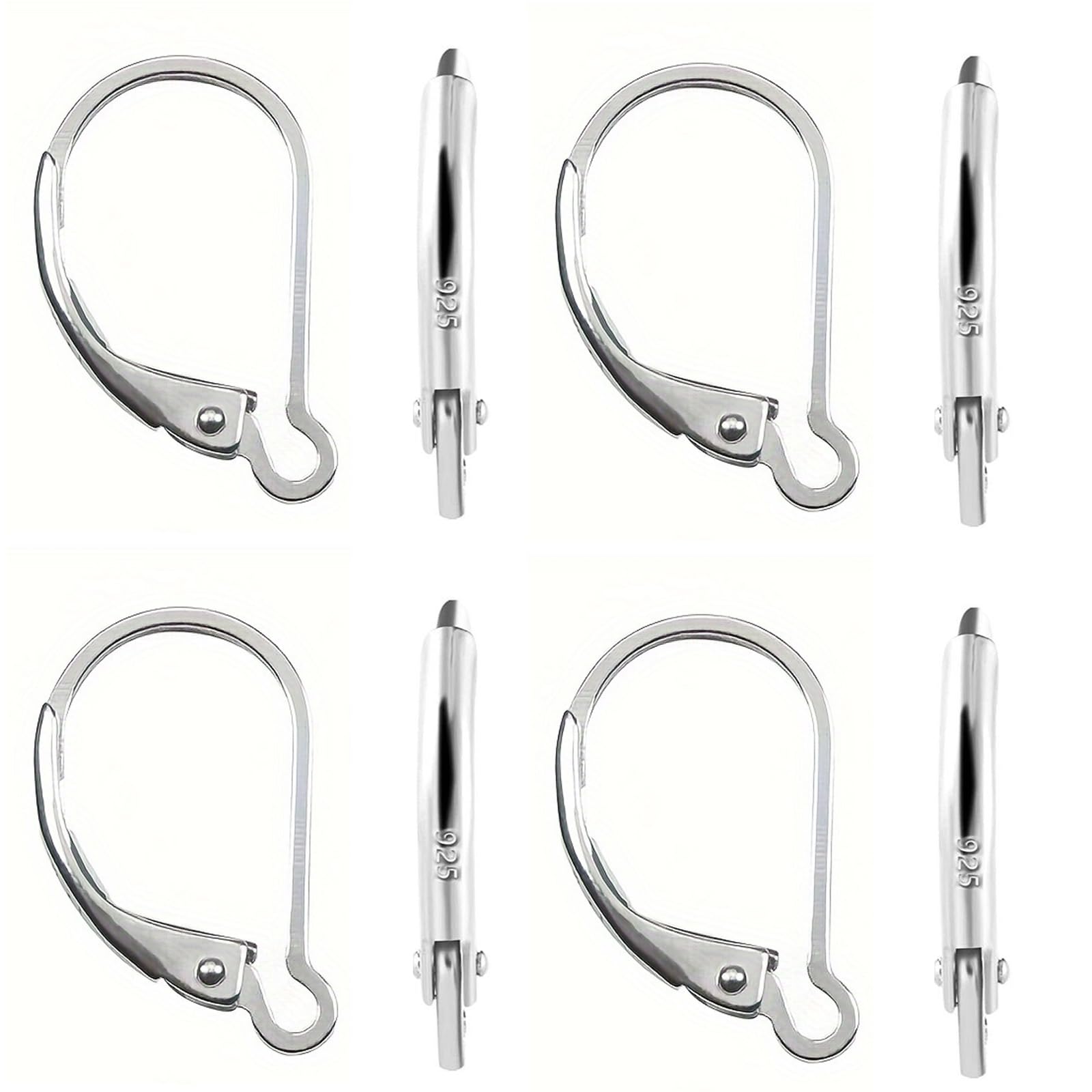8 PCS Sterling Silver Earring Hooks,Earring Hooks,925 Silver Earrings Hooks for Jewellery Making, D-Shaped Making Supplies.