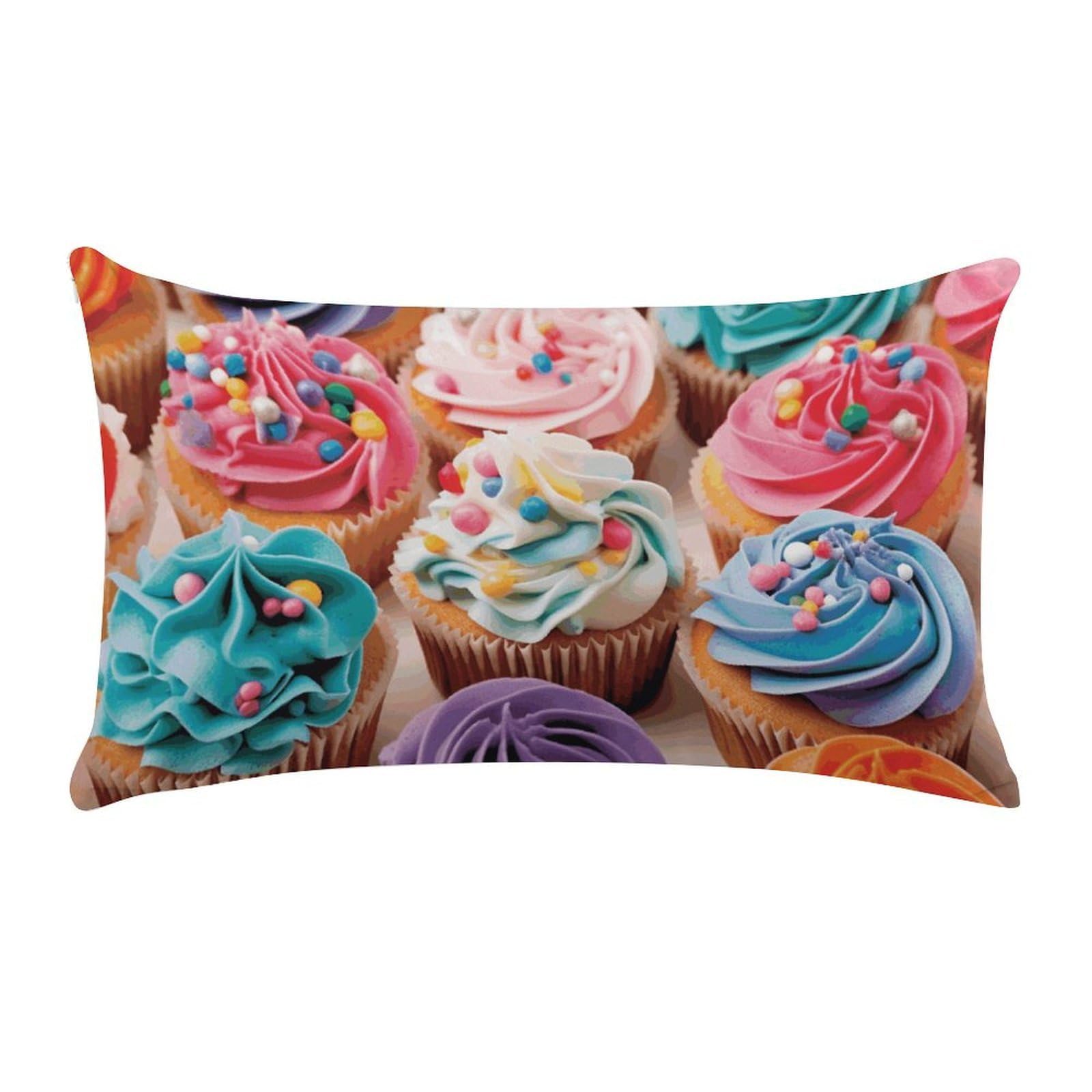 Birthday Cupcakes Pillow Cases for Sofa, Super Soft Plush Pillow Cover with Zipper, Luxury Cozy Pillow Shams for All Seasons, Lightweight Pillowcases for Bedroom, 12" X 20"