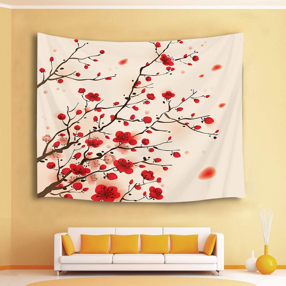 舟越長嘉　梅にうぐいす　絵画　タペストリ　インテリア　コレクション　壁掛け 紅白梅に鶯 画：石田由幾 三宝堂オンラインショップ