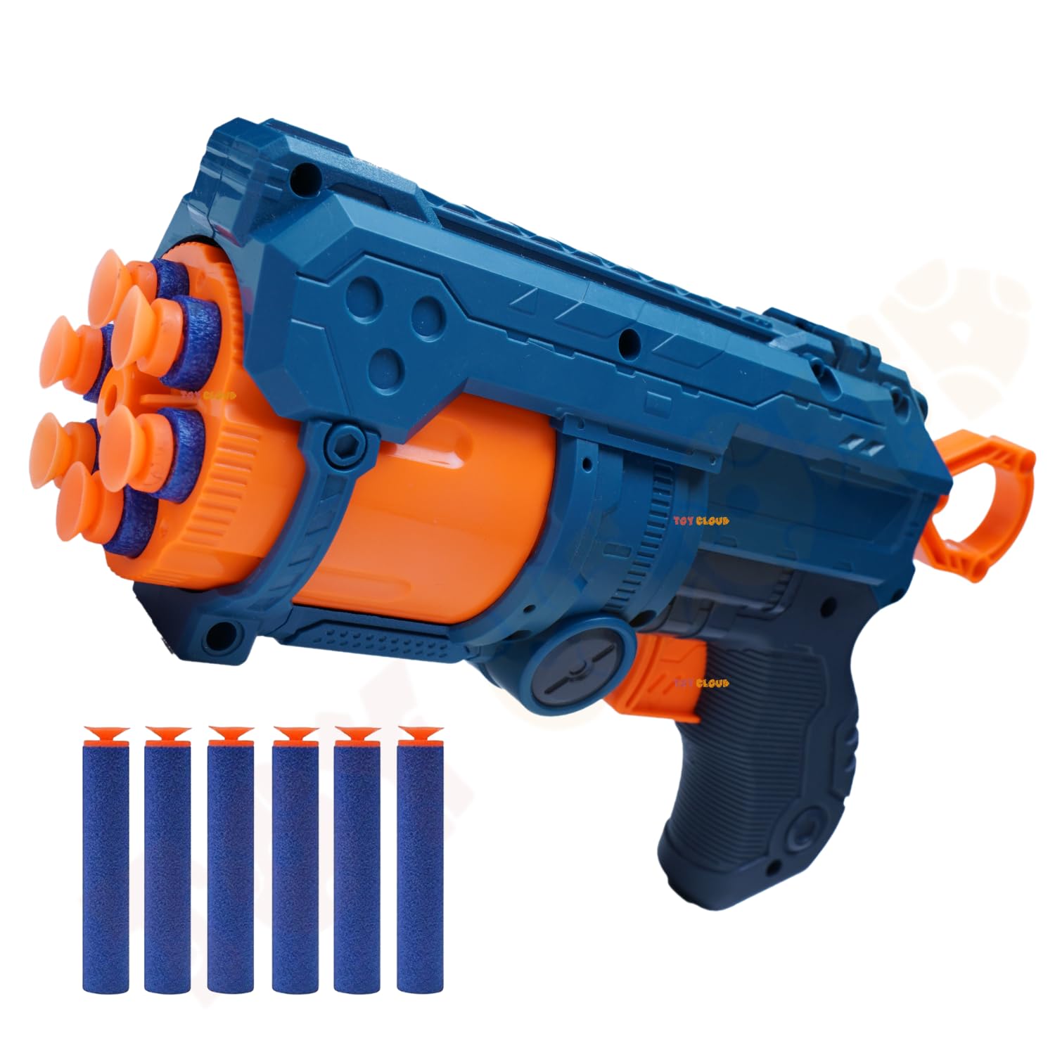 Toy Cloud Attacker Automatic Rotating 6 Darts Barrel Soft Foam Dart Blaster Guns, Soft Bullet Gun Toys for Kids with 6 Soft Foam Dart Bullets for Rapid Fire Guns for Boys 7-14 Years