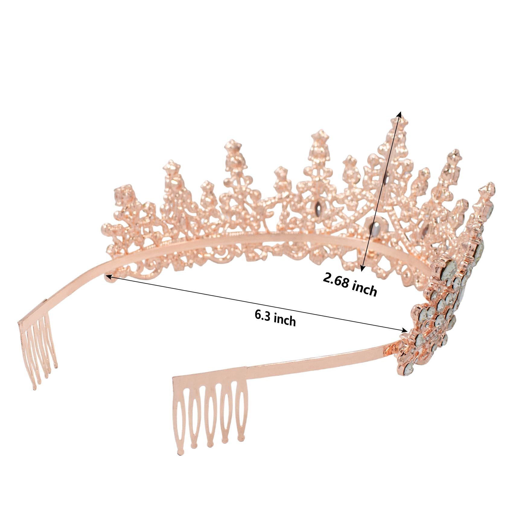 Crown for Pageant, Homecoming Prom Headpiece, quinceanera Crown, Rose Gold Crown Fast Shipping!! Rose Gold Crown, Vintage Crown, Round Crown  main image 4