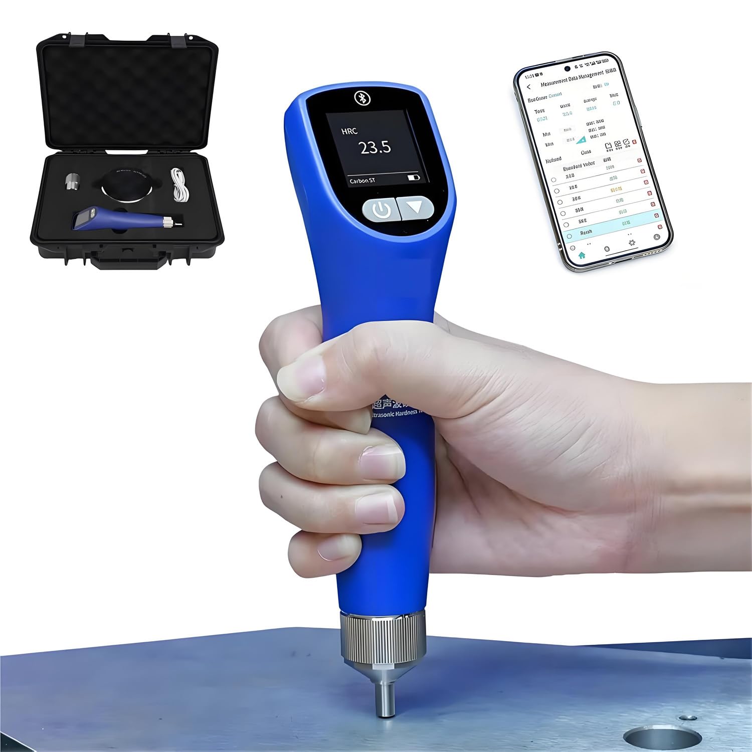 Durómetro ultrasónico Integrado, durómetro portátil, configuración de Doble sonda, se Puede conectar a una aplicación móvil, probador de múltiples Escalas de dureza, para Acero y Hierro.