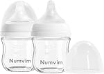 Natural Glass Baby Bottles Gentle & Extra Slow Flow, Newborn Breastfeeding Bottle with Anti Colic Nipple for 1 Months Babies, White (5 Ounce), 1 Count (Pack of 2)