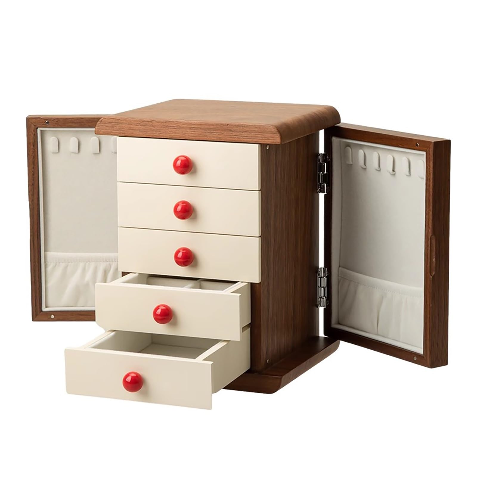 WZFPXIGWE Retro Simple Jewelry Storage Box, Jewelry Organizer, Multi-Layer Creative Jewelry Armoires, with Drawer and Magnetic Door Design
