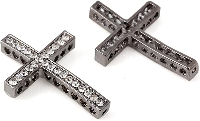 RUBYCA Cross Sideway Metal Connector Bead Crystal Inlay DIY Jewelry Shamballa Bracelet