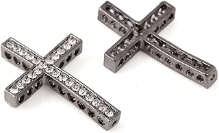 RUBYCA Cross Sideway Metal Connector Bead Crystal Inlay DIY Jewelry Shamballa Bracelet