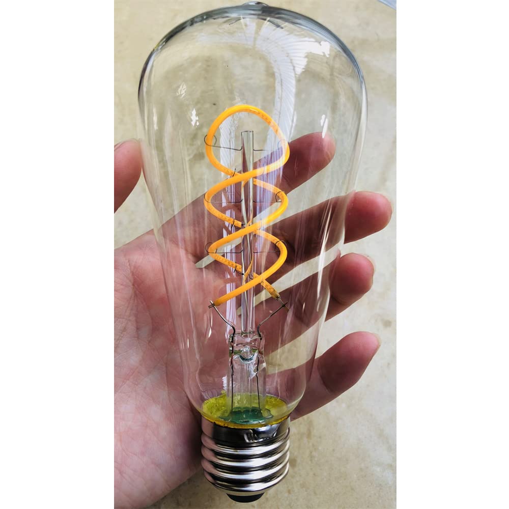 Ruihua 6 Packungen E27 4W Klarglas Doppelt Spiralförmige Flexible Glühbirne ST64 Vintage LED Glühlampe,Warmweiß 2700K 400LM Nicht Dimmbare Retro Edison LED Energiesparlampe