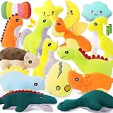 QTwoof 20-Pack Adorable Dinosaur Puppy Toys – Distinct Dino-Themed Squeaky Dog Toys for Small Dogs to Keep Them Busy, Interactive Chew Toys for Mental Stimulation & Gentle Teeth Cleaning