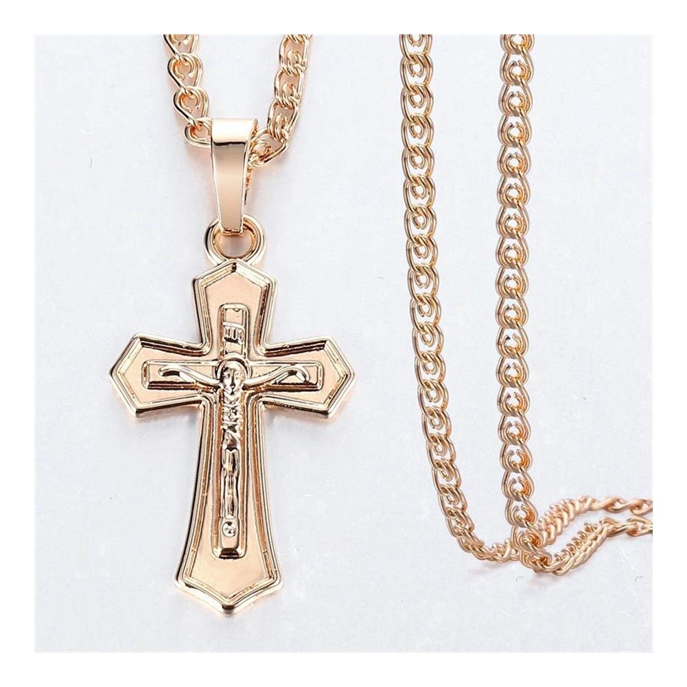 ローズゴールド 十字架 ネックレス 50cm) ごつめ クロスネックレス 重厚 十字架 ペンダント ローズ