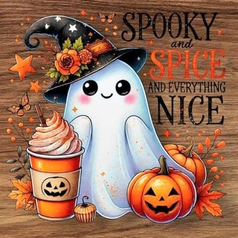 Halloween Diamond Art Kits for Adults Ghost, DIY 5D Diamond Painting Kit for Beginners Pumpkin, Full Round Drill Gem Art Dots for Adults, Perfect for Home Wall Decor 14X14 Inch