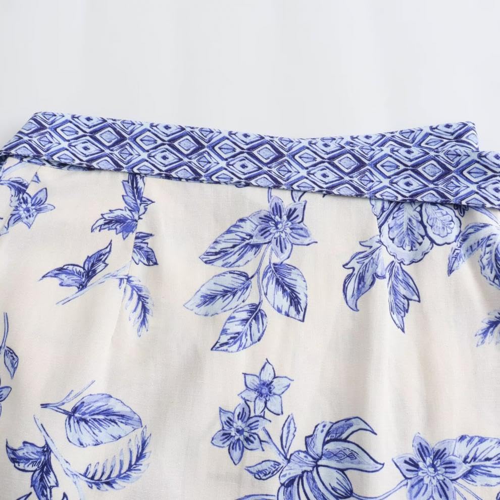 utcoco Women's 2025 Summer Boho Floral Print Wrap Mini Skirt Y2k Bow Tie Low Waist Short Skirt Beach Vacation Outfits3