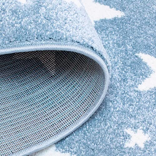 Muratap Vloerkleed Bueno Sterren Blauw - Kinderkamer Speelkamer Jongen, Meisje Kindertapijt 3D Laagpolig Tapijt OEKO-TEX Gecertificeerd - Maat: 160 cm - Rond - Afbeelding 7