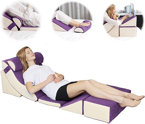 TokSay Juego de 6 almohadas ortopédicas de cuña para cama almohada de memoria poscirugía para alivio del dolor de cuello espalda y piernas alivia la