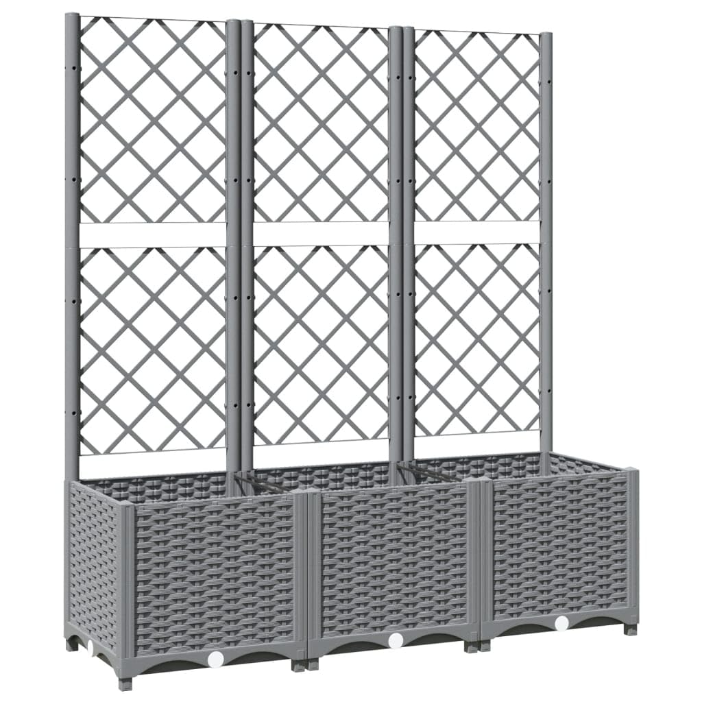 Vidaxl ( 120 X 40 X 136 Cm) Garden Planter With Trellis Pp Outdoor Raised Bed Flower Pot Planter Light/Grey