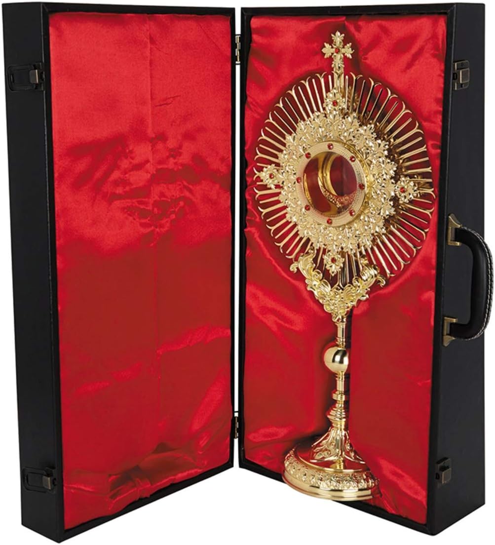 Christian Brands Ornate Jeweled Monstrance with Luna and Case