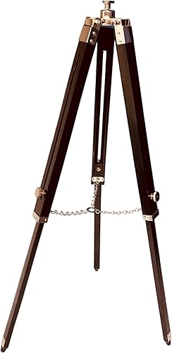 ALADEAN Spotlight - Lámpara de pie y trípode de madera para lámparas de pie industriales estilo Hollywood (Tripod negro cromado)