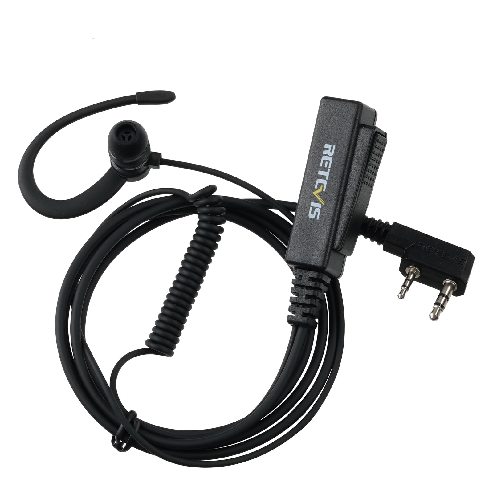 Retevis Auricolare a forma di G per walkie talkie con microfono, Big PTT RT22 RT68 H-777S RT22S RB68, compatibile con Baofeng BF-888S Arcshell pxton Walkie Talkie, auricolare radio a 2 pin a 2 vie