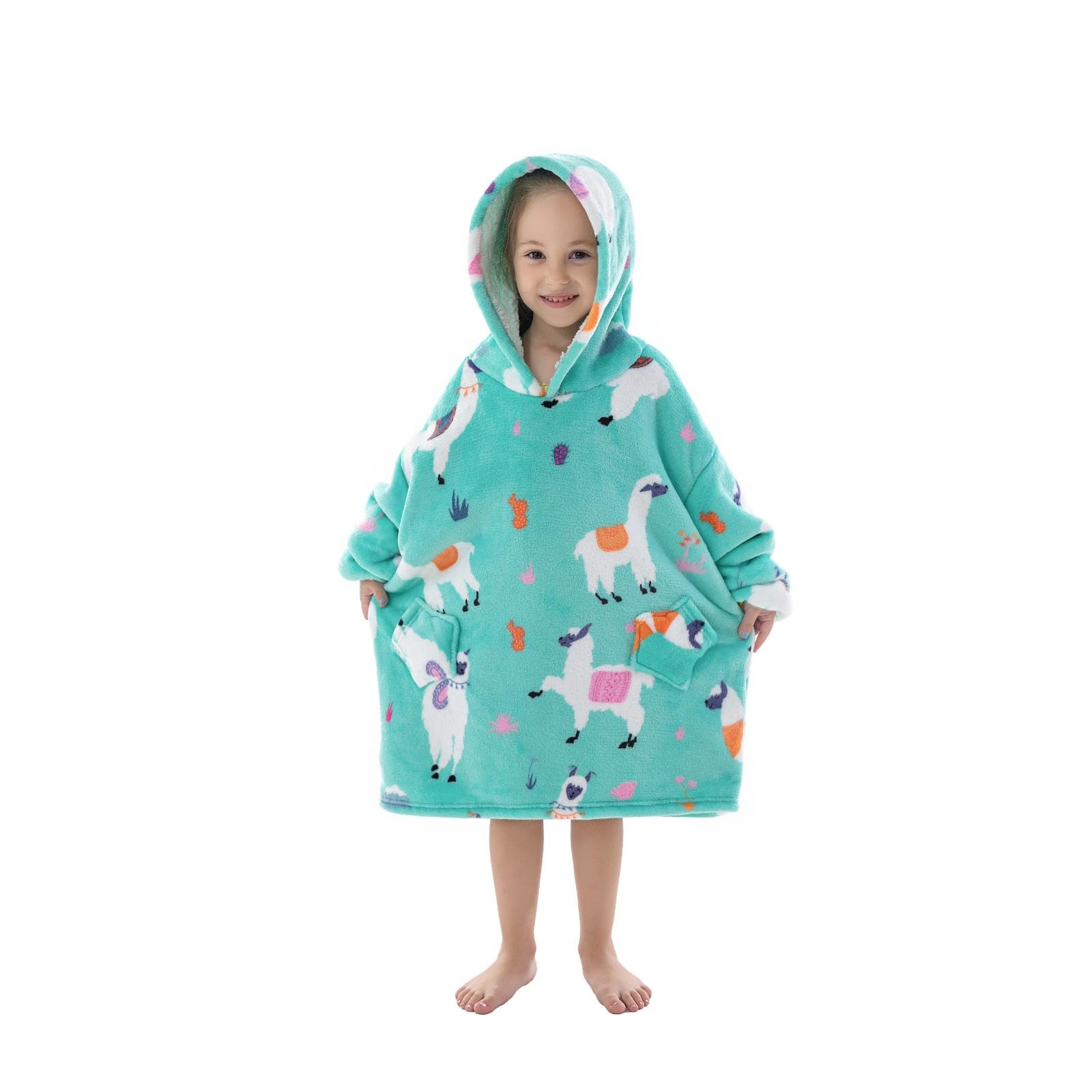 Summshall Blanket Hoodie, Oversized Wearable Sweatshirt Hoodies Blankets for Women Kids, Cozy Warm Hooded Snuggle Sweater