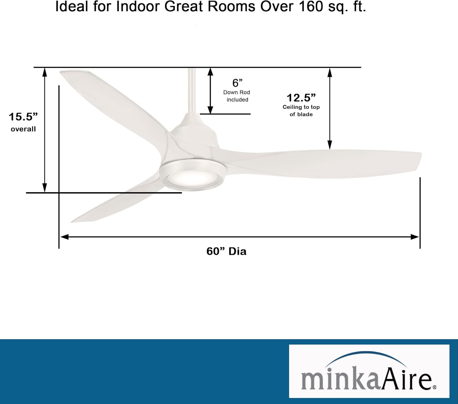 ❤ Crаzу Dеаlѕ Minka-Aire F749L-WHF Skyhawk 60 Inch LED Ceiling Fan with Carved Wood Blades, Integrated LED Light and DC Motor in White Finish