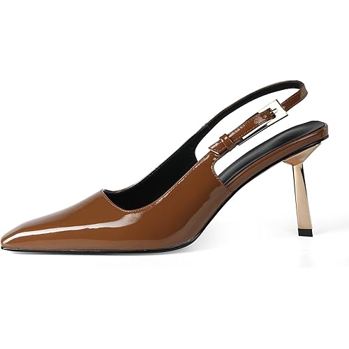 iiimmu Slingback Heels for Women 3.5 in / 4 in Kitten Heel Closed Toe Pumps Dress Shoes