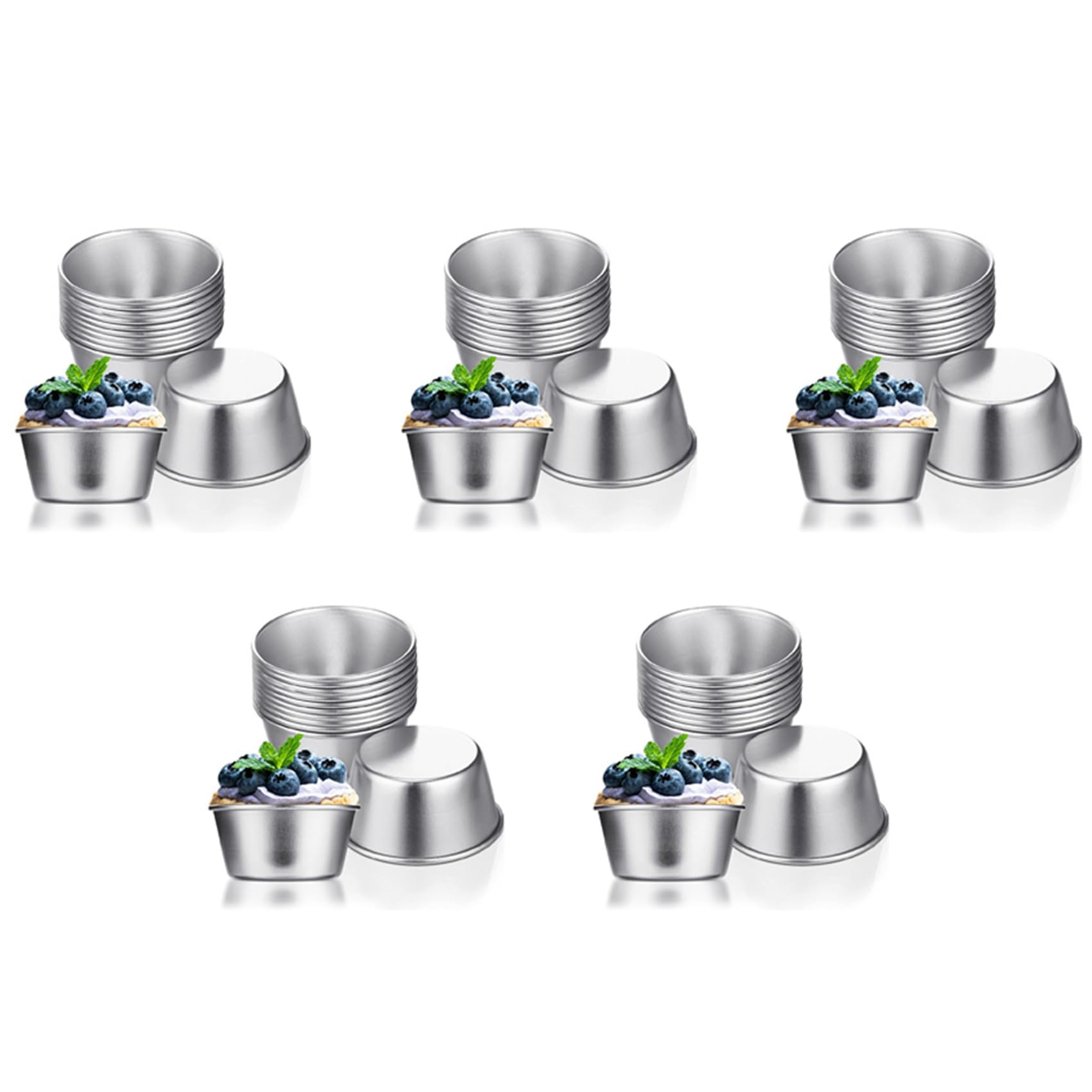 Hndhbfgrt 60 Pieces Individual Molds Pudding Molds Cups Mini Chocolate Molten Pans Non-Stick Cupcake Cake Cookie Pudding Mold