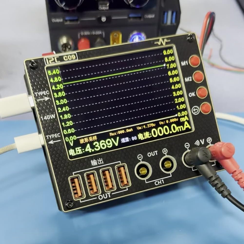 C09 I2C Wellenform-Messgerät, 0-40V 2-Kanal, 4" IPS-Display, Protokollanalyse Für Elektronik-Reparatur, Schwarz(set 2)