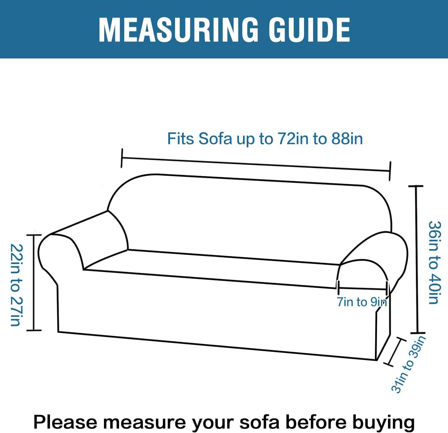 H.VERSAILTEX Stretch Couch Covers for Sofa 1 Piece Slipcovers for Couches and Sofas 3 Seater Couch Cover Feature Thick Checked Jacquard Fabric with Elastic Bottom, 72"-88" Wide, Cream 1 611 XTSD5mL. AC SL1500