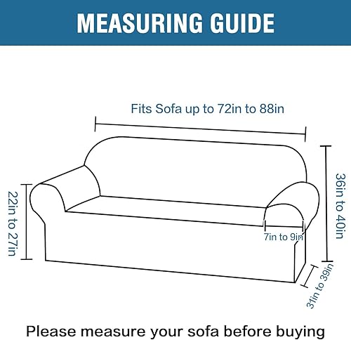 Miniatura 2 de H.VERSAILTEX Fundas elásticas para sofá de 1 pieza, fundas para sofás y sofás de 3 plazas, con tela de jacquard gruesa a cuadros con parte inferior