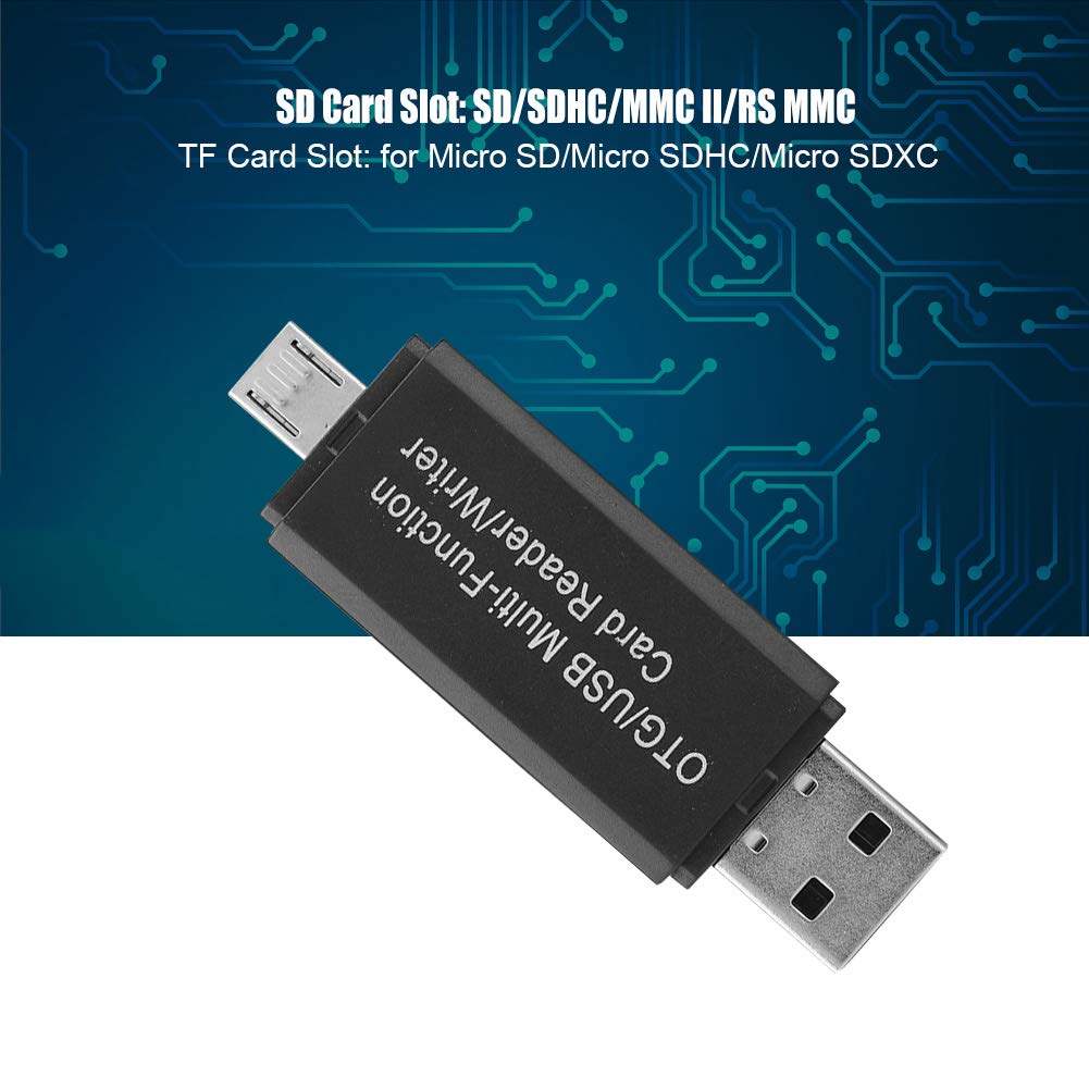 compatible with HP OTG USB Card Reader, 2-in-1 SD (BLACK)