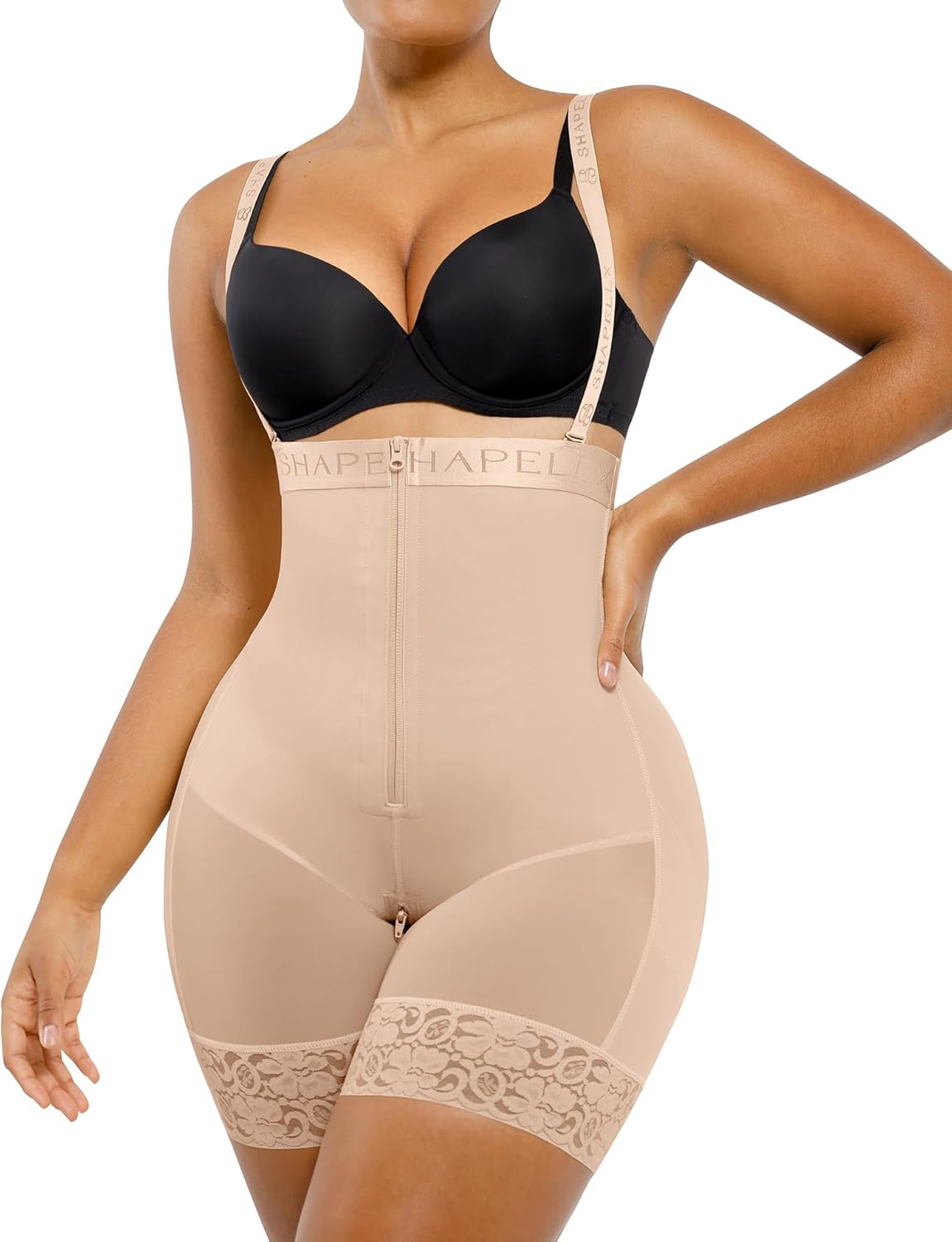 SHAPELLX Fajas Colombianas Shapewear for Women Tummy Control Plus Size Postpartum Body Shaper Butt Lifting Bodysuit