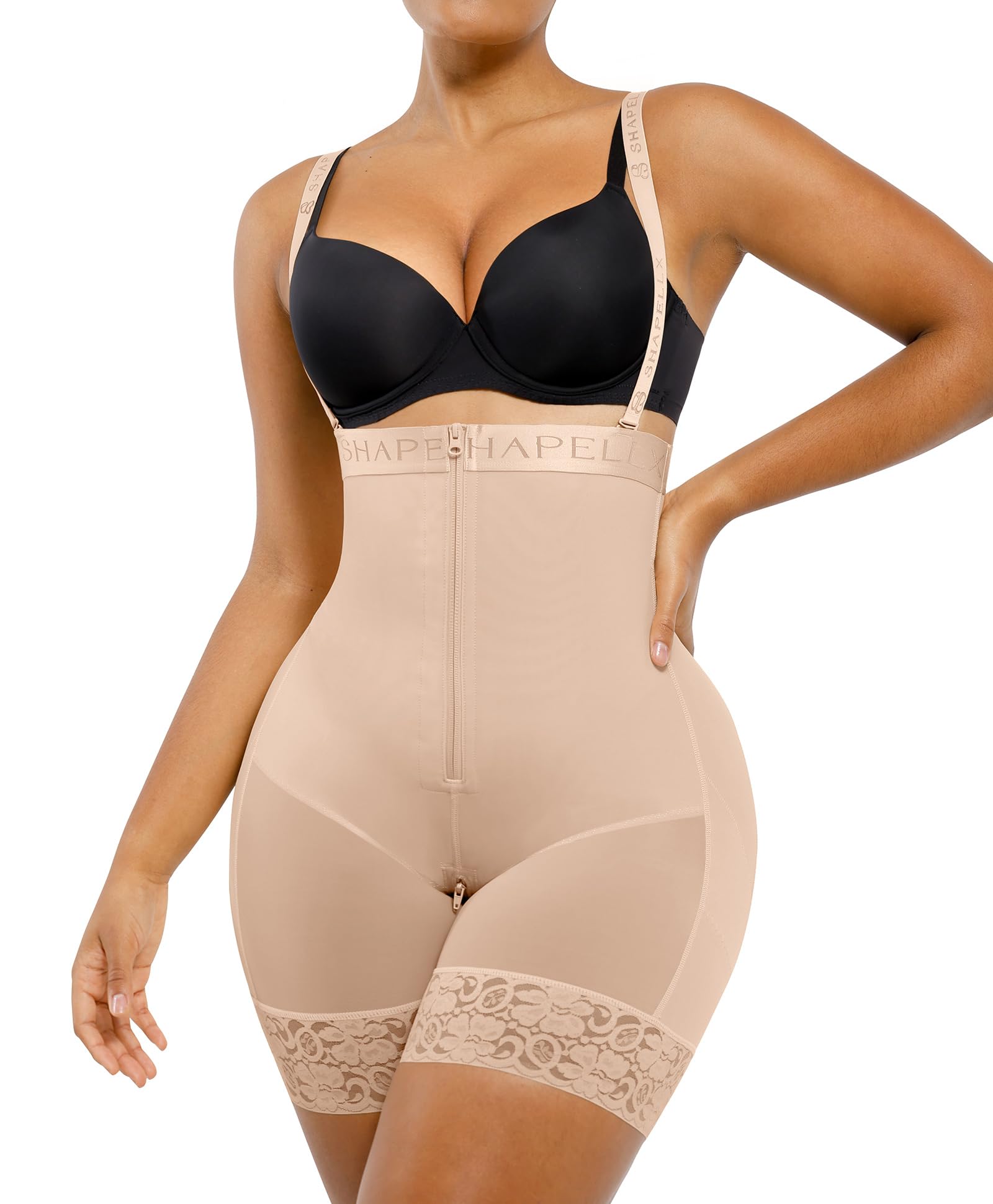 SHAPELLX Fajas Colombianas Shapewear for Women Tummy Control Plus Size Postpartum Body Shaper Butt Lifting Bodysuit