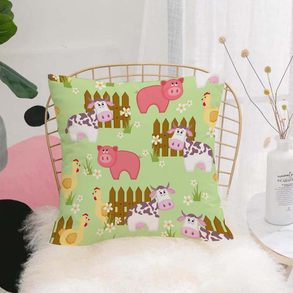 HYMSXW Cushion Cover,Throw Pillow Case Home Decorative for Living Room Bedroom Sofa Chair 20X20 Inch,Country style seamless pattern with goat pig and chicken,Pillowcase 50X50cm