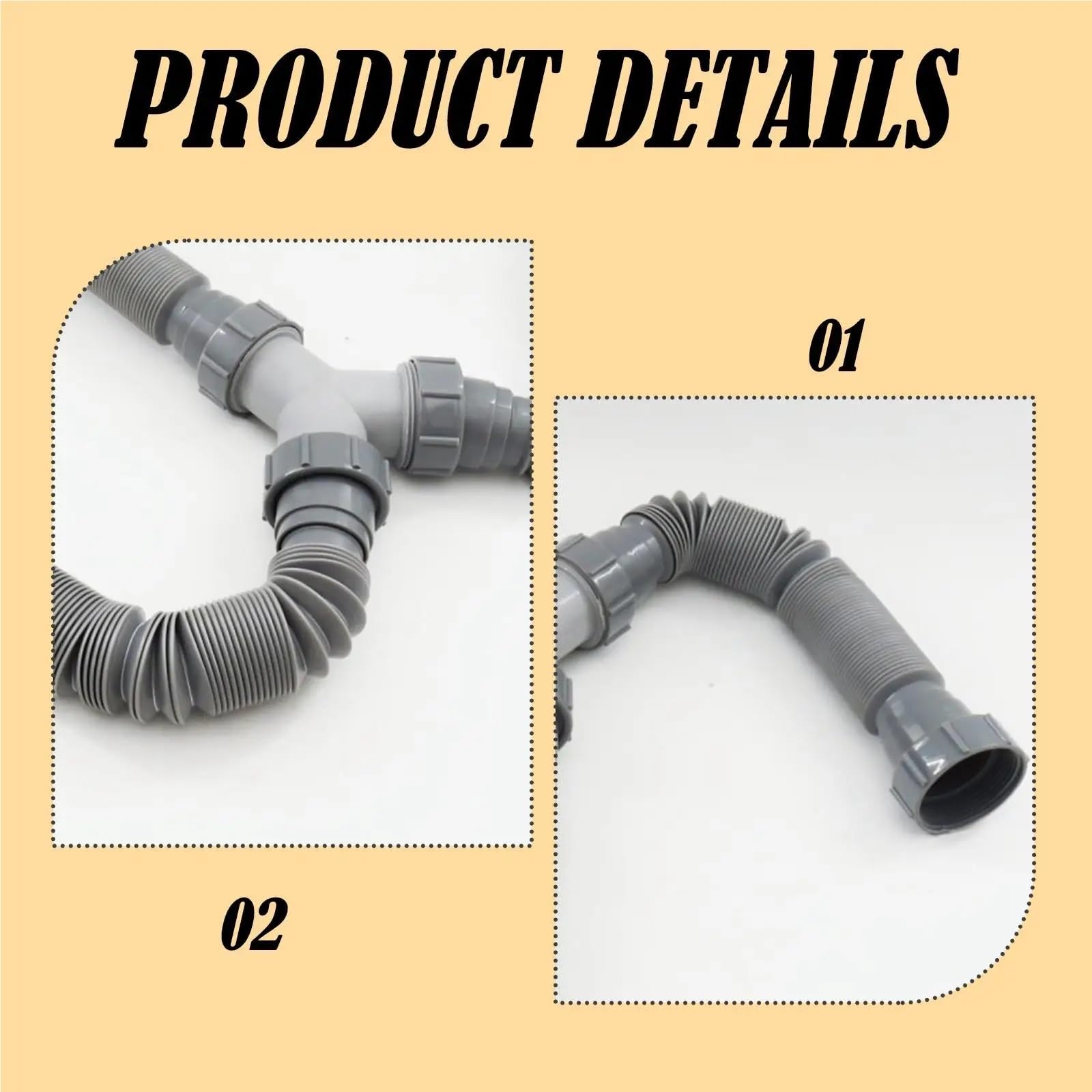 Tubo de desagüe for fregadero doble, accesorio flexible tipo Y, tres vías, a prueba fugas, profesional