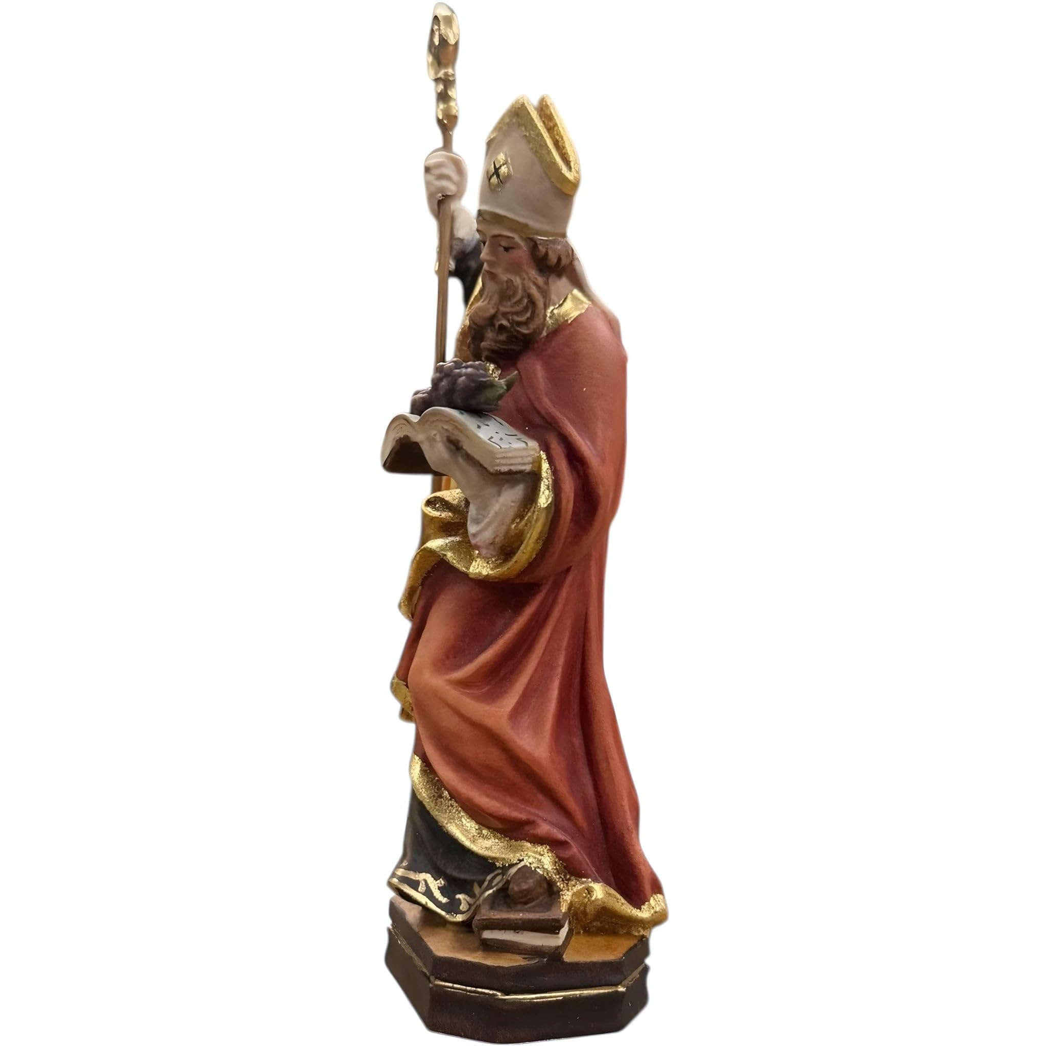 Dolfi | Święty Urbano z książką i winogronami z drewna 60 cm | Naturalne drewno w Val Gardena | Figurka szopka