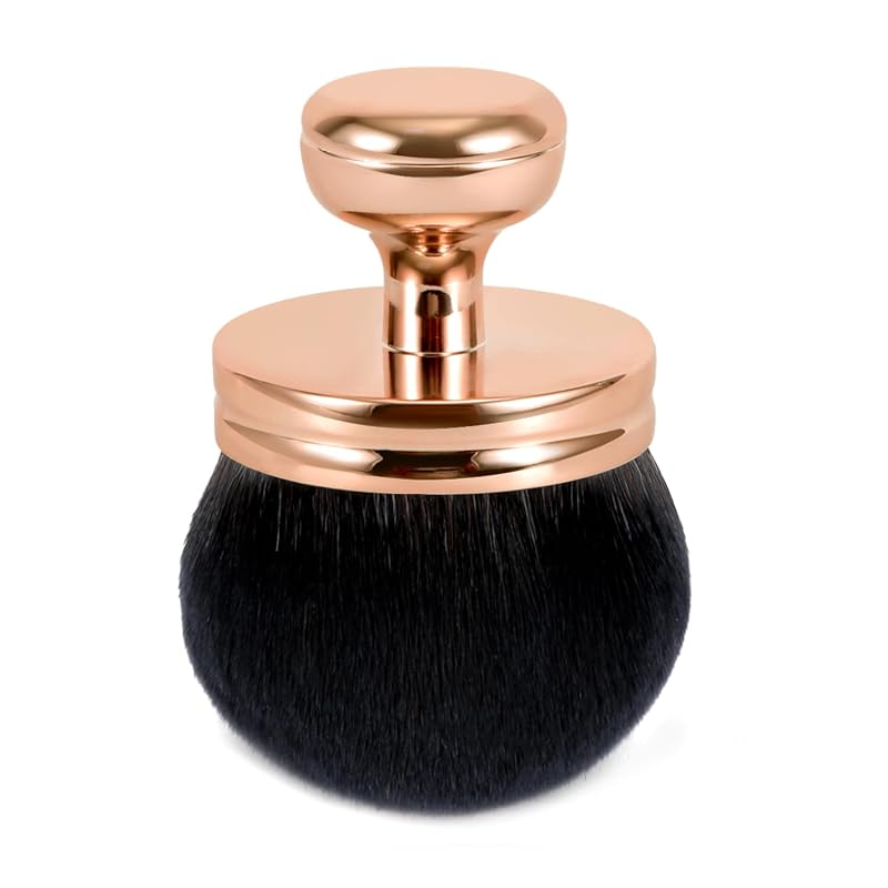 Pincel Kabuki oval NQEUEPN para rosto e corpo, cerdas sintéticas, Rose Gold, 1 unidade