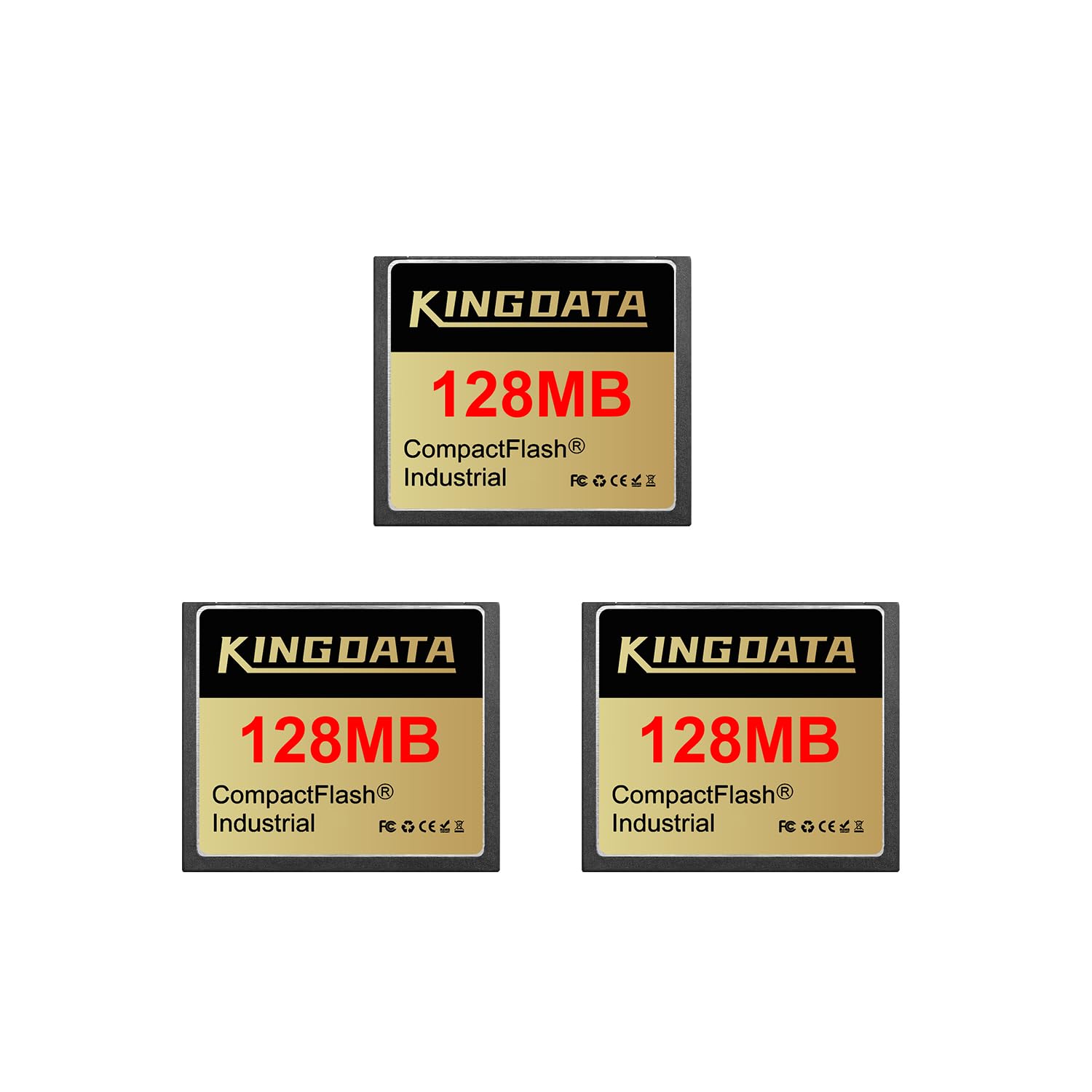 Industrial Compact Flash Memory Card 3pack 128MB FAT16 Type I for Industrial Equipment Vintage Digital Cameras