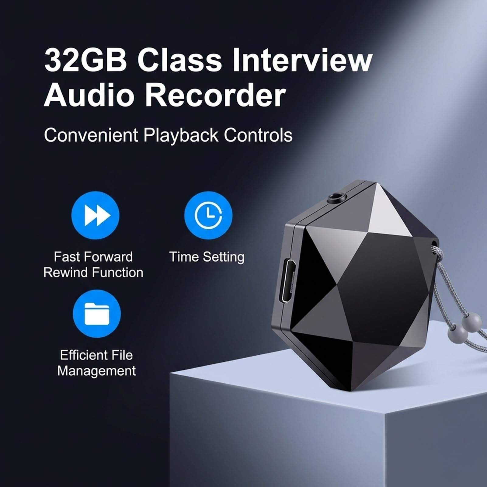 Mini Grabadora de Voz con Activación por Voz, Grabación HD de 192KBPS, Batería de Larga Duración y Cuerpo Magnético.Una grabadora de Voz Digital para entrevistas y Clases (32GB)