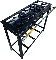 Fogão Industrial 3 Bocas, Alta Pressão, Aço, Grafite, Grelha 30x30