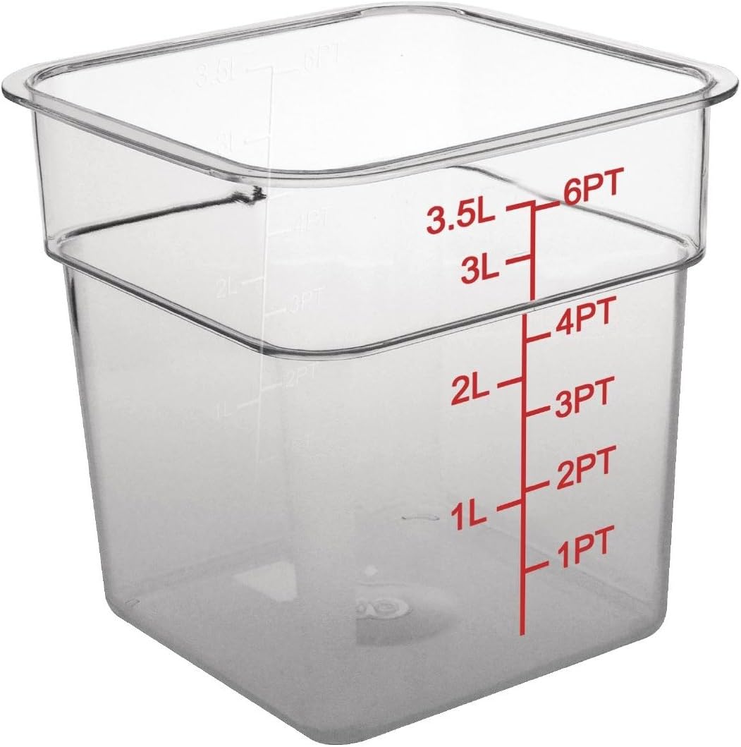 Vogue CF021 Square Storage Container 3.5Ltr Clear Measuring Food Freezer Tubs