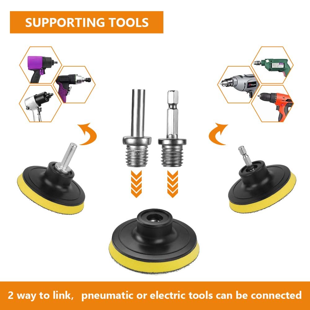 Kit De Polissage Voiture - 8 Pièces Tampons Laine 180mm Avec Adaptateurs M14 Et Tige Hexagonale Pour Perceuse, Meuleuse