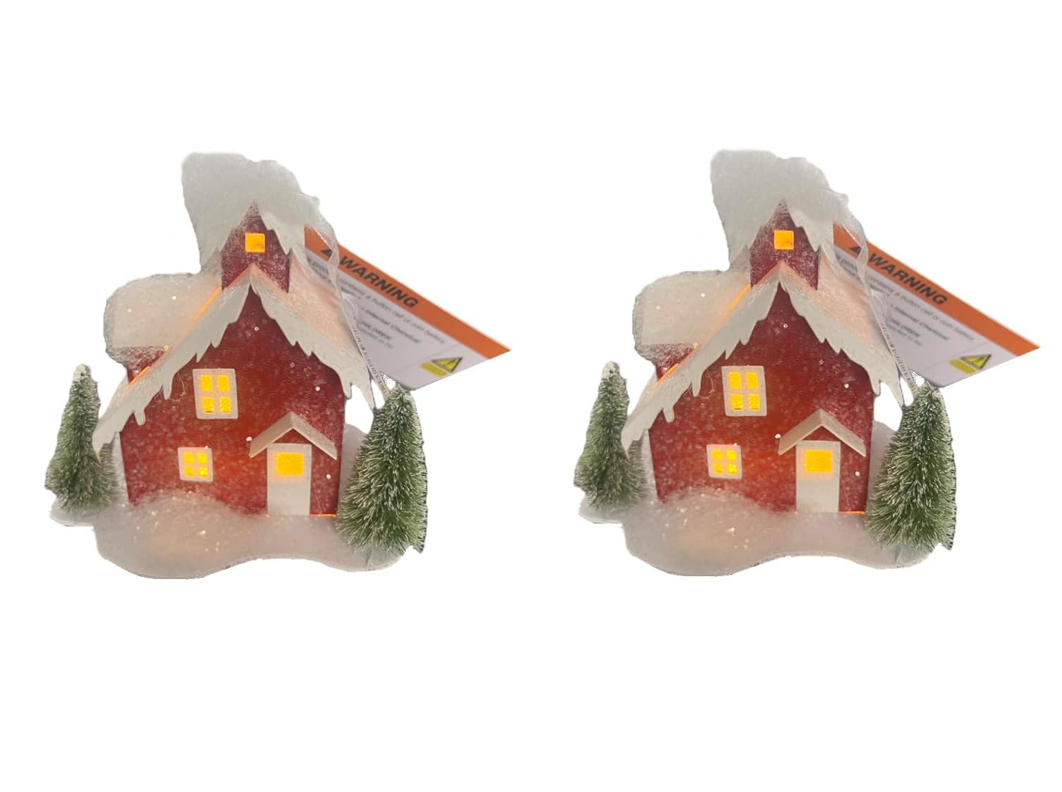 Décoration de Noël LED village d'hiver pins sous la neige lumineuse x2