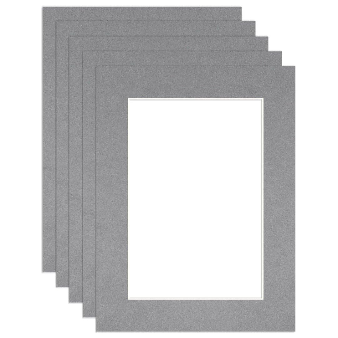 Procut Global 16x12" Mid Grey Picture Mounts to Fit 12x8" Aperture - Precision Cut Cardboard Photo Mount - Ideal for Frames, Prints, Artwork & Certificates - Sizes & Colours Available - 5 Pack โ image 1
