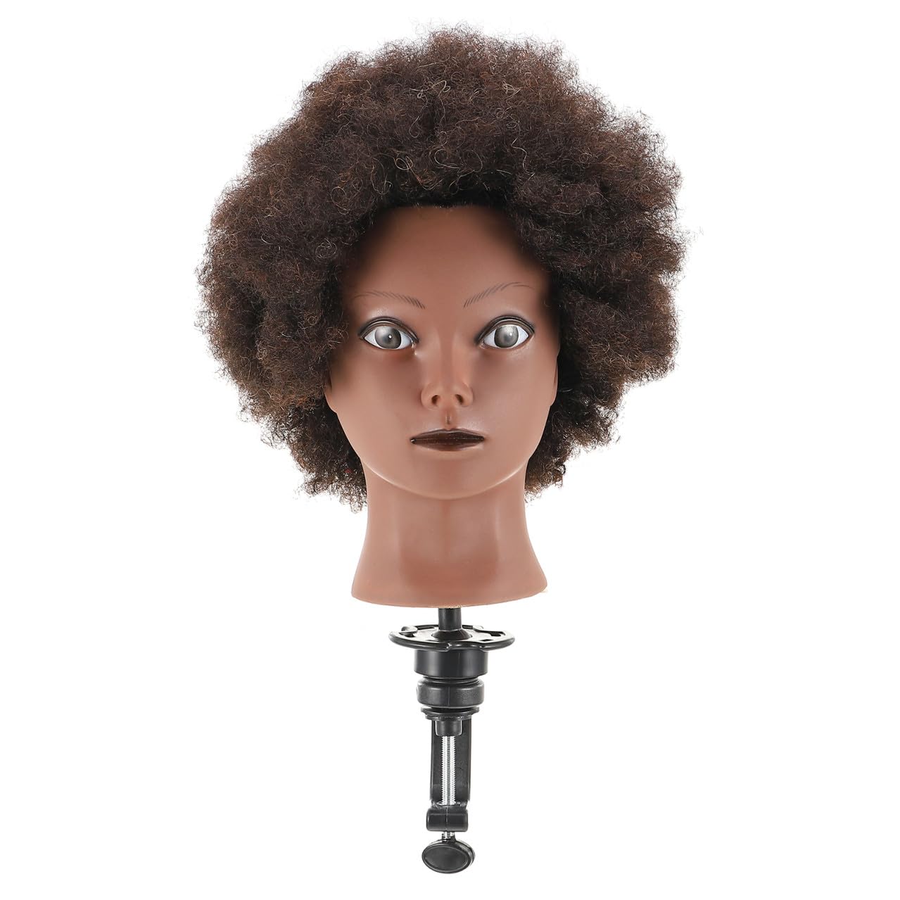 Afrikanischer Mannequinkopf Trainingspuppenkopf mit Schwarzem Haar | Friseurbedarf für Barber und Haarstyling Training, Dichtes Haar, Fest Eingesetzt, Kunststoff Haar