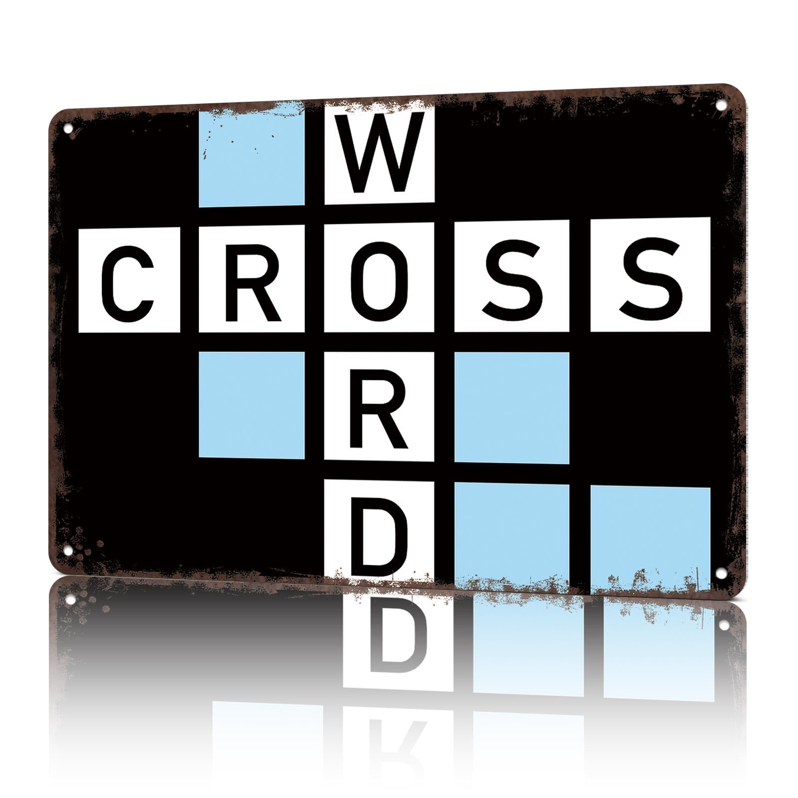 KWQDOZF Vintage Metal Signs Crossword Puzzle Funny Tin Sign Poster Wall Art For Home Room Bedroom Office Decor 8x12inch