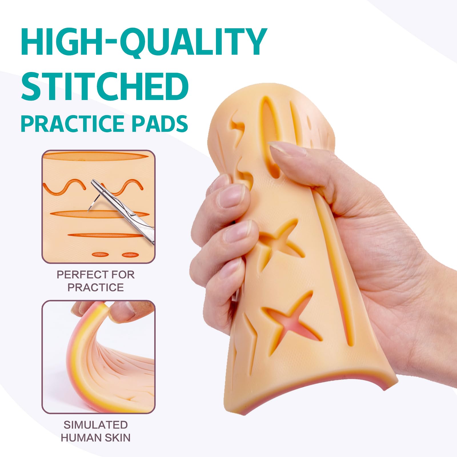 3-Piece Suture Pad, Suture Practice Pad with Various Wound Shapes, Suture Practice Kit, Suitable for Medical, Veterinary Medical Staff Training and Practice (Combination Two) — Amazon image 4