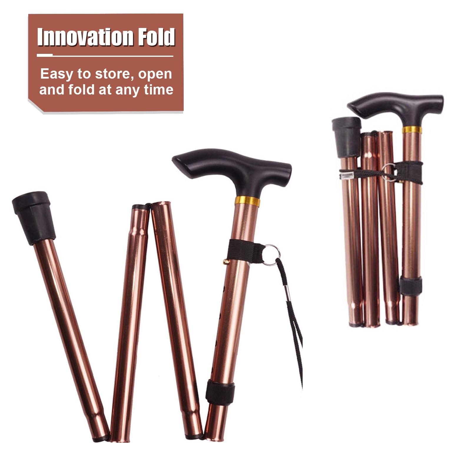 DELURA Baston, Muletas Adulto, Saldo BastóN de Paseo, Bastones para Mayores, Regulables Aluminio, BastóN con Luz para Hombres Y Mujeres (Color : Brown)
