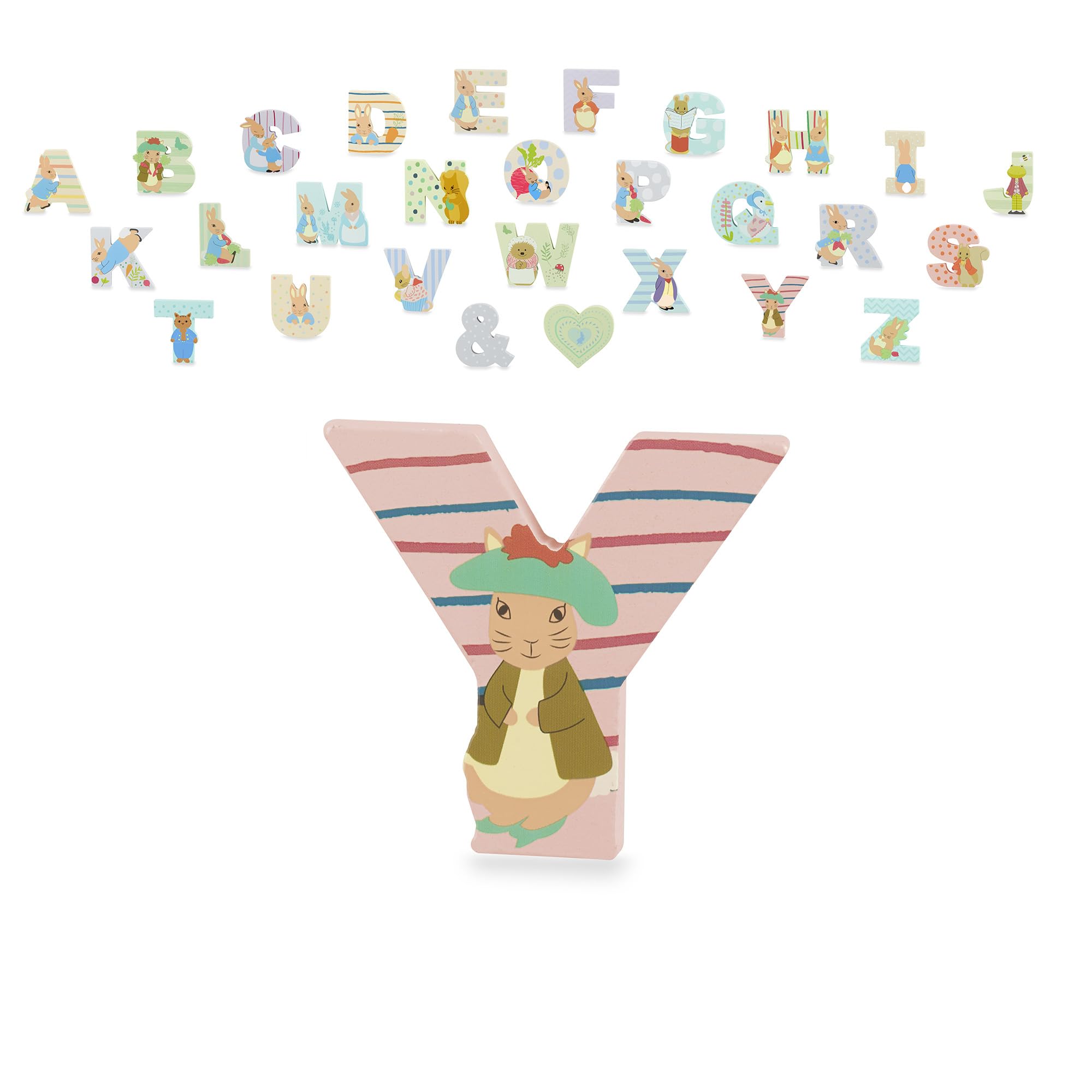 Peter Rabbit Wooden Letters by Orange Tree Toys, Letter Y with Benjamin - Alphabet Animal Letter for Personalised Baby Name, Toy Box, Door, Wall Decorations, Animals Nursery Decor, Boys Girls Bedroom