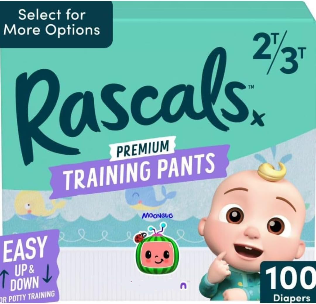 Rascals Premium CoComeloon Absorbent Potty Training Pants, 2T-3T, 100 Count, 2 Pack of ~50 Count