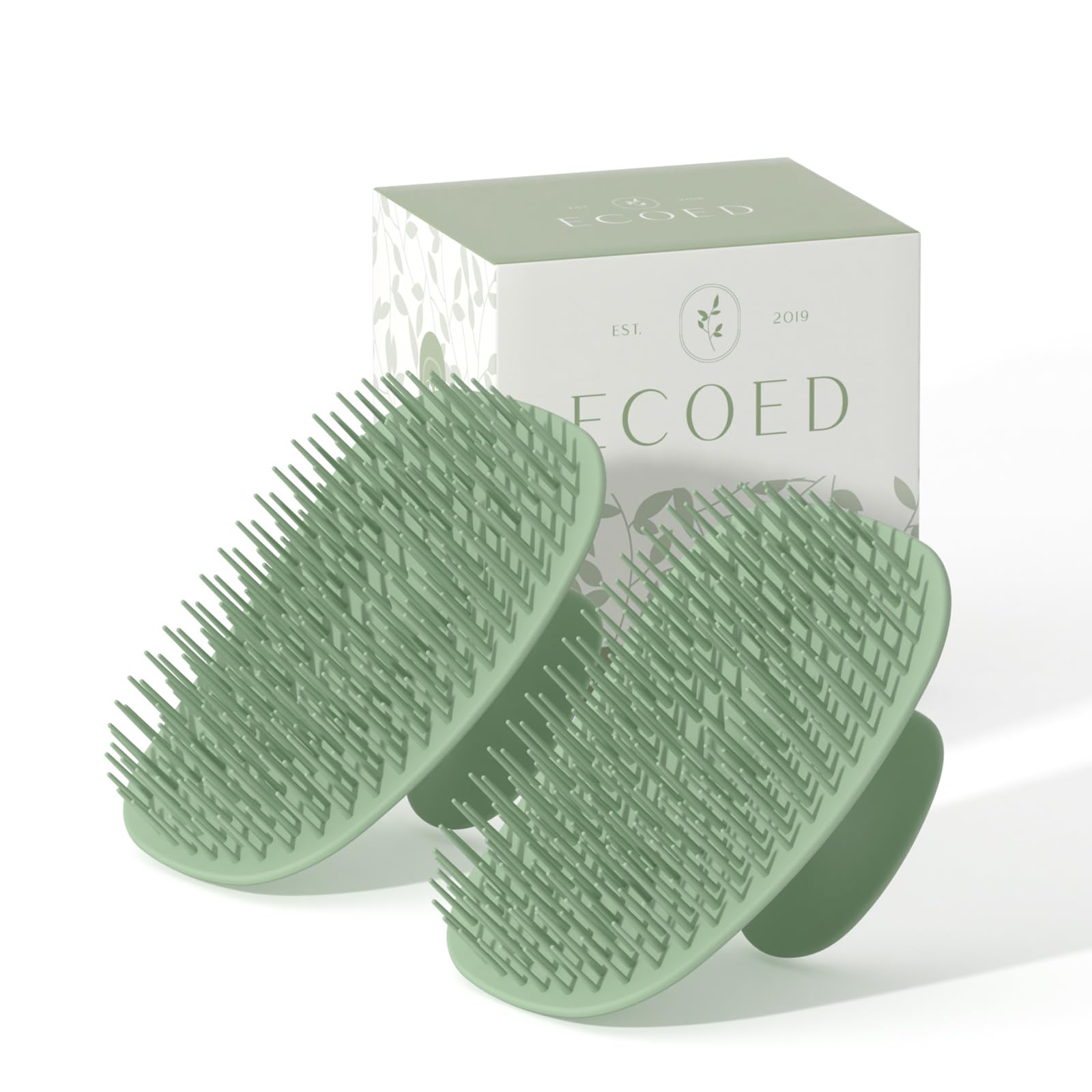 2 PC Scalp Massager Shampoo Brush, Scalp Scrubber & Exfoliator for Dandruff Removal, Wet & Dry and Detangler for Men and Women, Suitable for Short Medium Hair (Green)