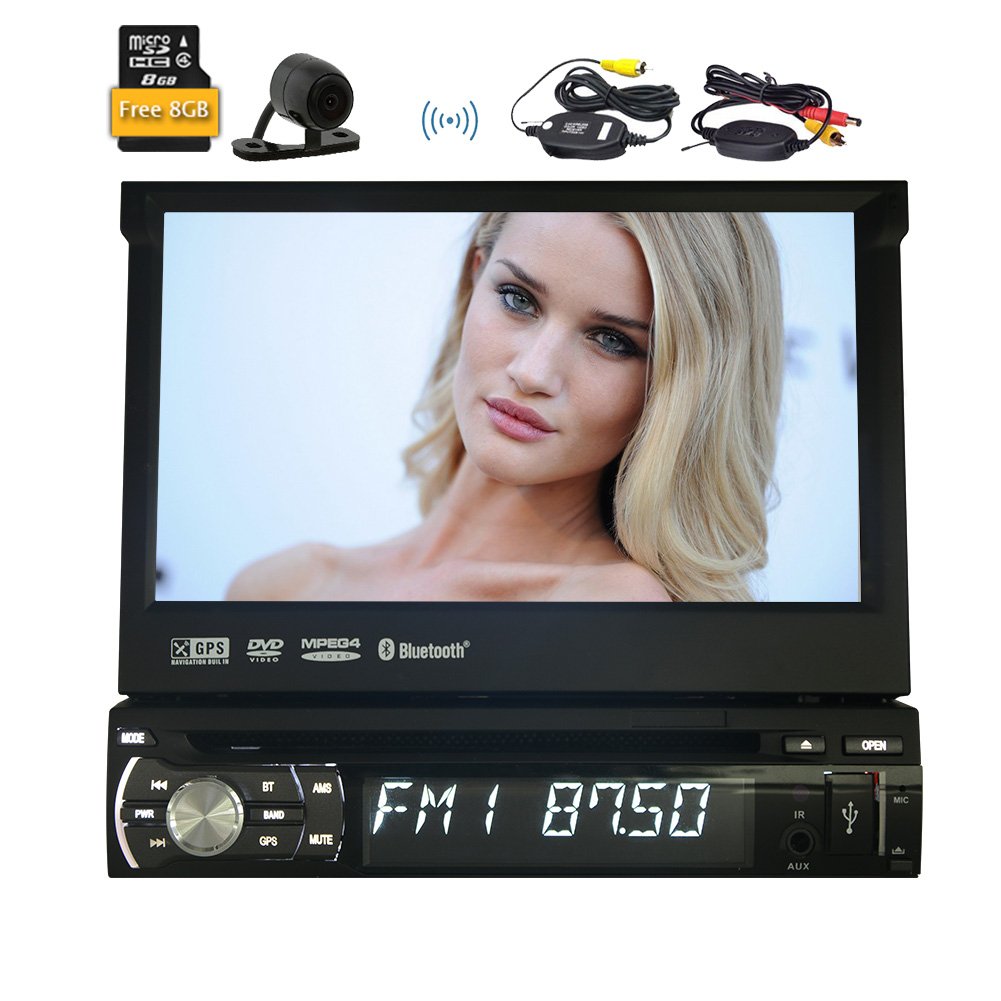 Eincar Universal 1 Din Car DVD Player 7" Touchscreen New Framework Car Radio Stereo Head Unit Windows CE GPS Sat Nav Support Offline Navigation Bluetooth/RDS/ Steering Wheel Control Subwoofer Inc